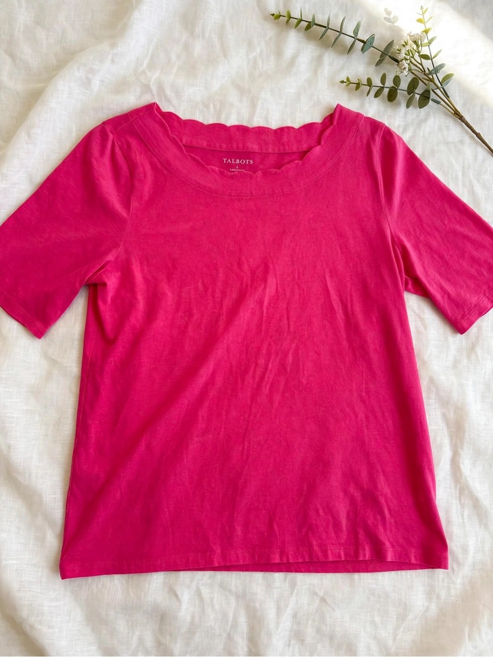 Talbots Fuscia Pink Pima Cotton Top - Size L - Perfect Condition - Pure Vibrance